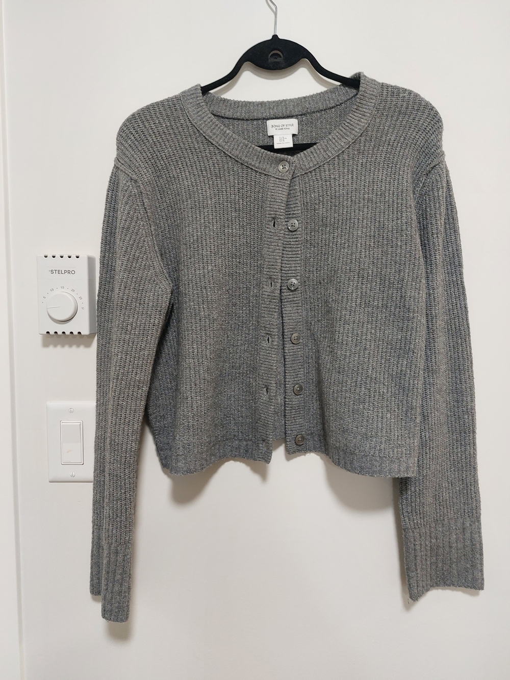Song of Style Gray Ribbed Button-Front Cardigan